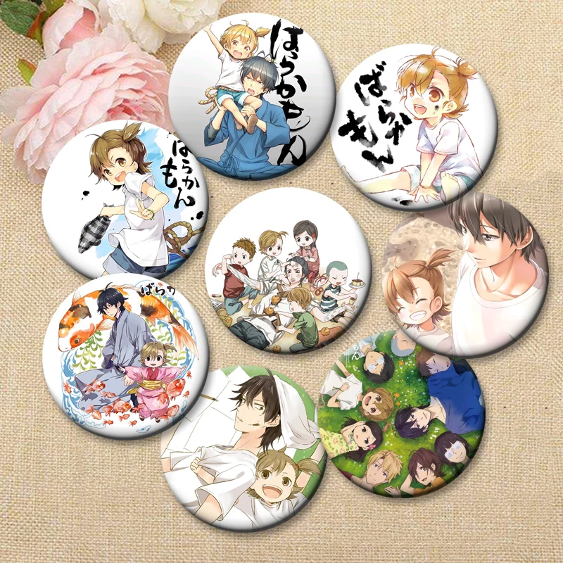 

Barakamon Tinplate Pins Round Cartoon Snap-in Brooches for Backpack Accessories Cute Anime Collection Badge Handmade Decoration