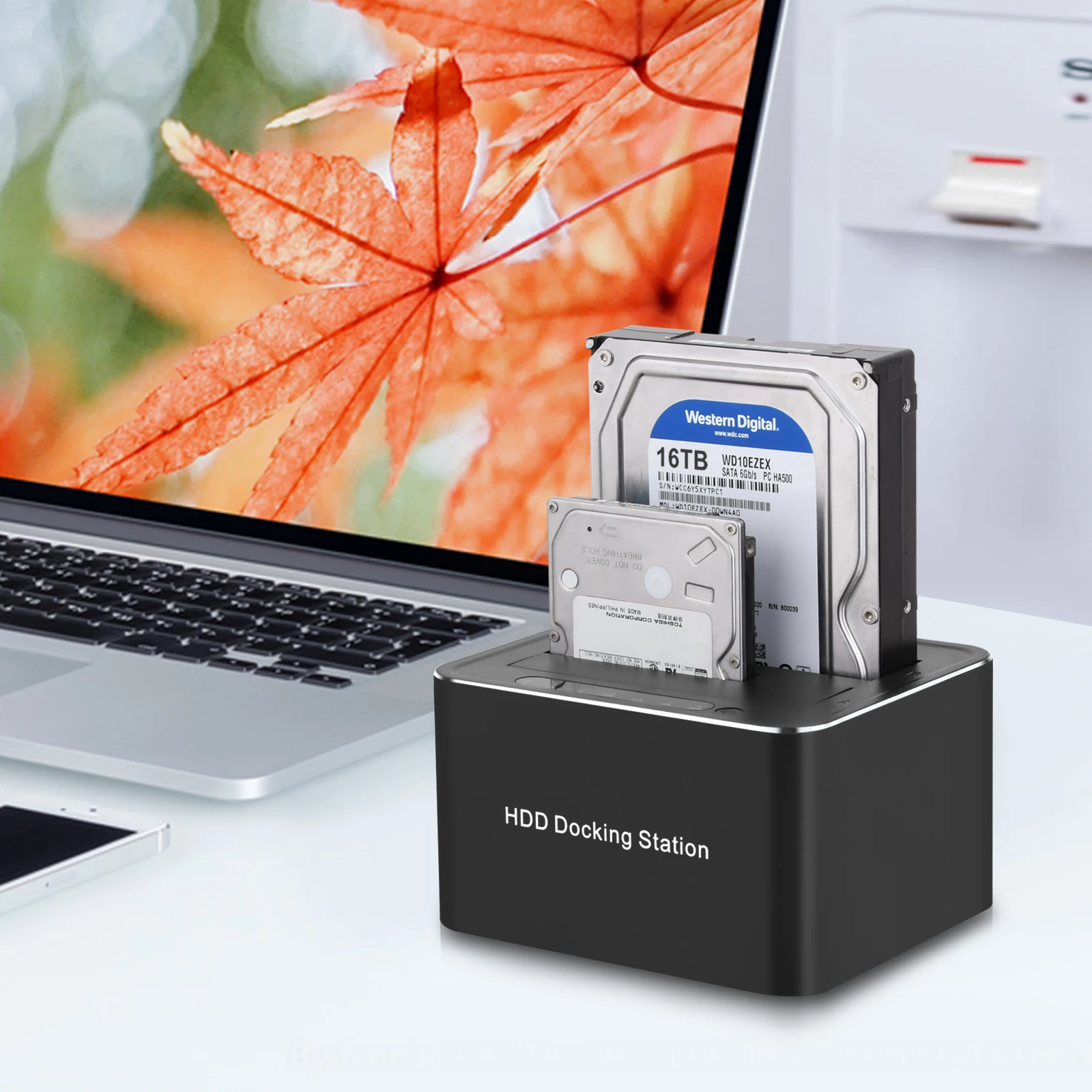 Caja de disco duro móvil externo con chasis Dual de 2,5/3,5 pulgadas, base de disco duro USB 3,0 a SATA Dual, base de disco duro de clonación sin conexión
