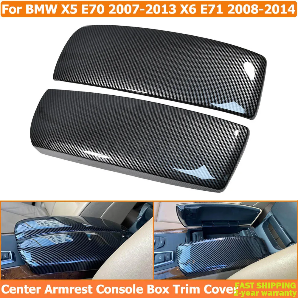 

For BMW X5 E70 2007-2013 X6 E71 08-14 ABS Carbon Fiber Pattern Car Styling Center Console Lid Armrest Box Trim Protective Cover