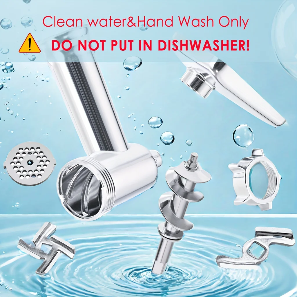 Metall-Zubehör für Küchenmaschinen, geeignet für alle Küchenmaschinen der Marke KitchenAid, Fleischwolf, Wurstfüllgerät (Küchenmaschine der Marke KitchenAid nicht im Lieferumfang enthalten). – Detail 5