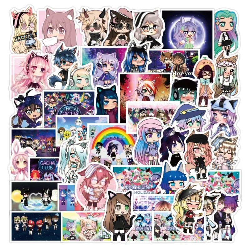 50pcs Gacha Life Game Sticker Luggage Water Cup Stationery Mobile Phone Car Scooter Laptop Refrigerator Decoration Sticker