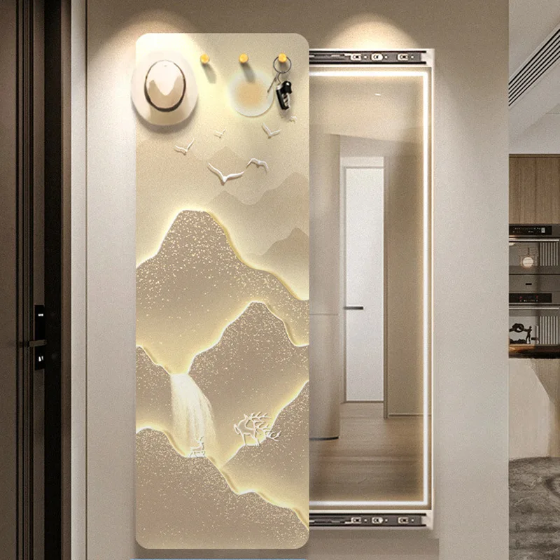 Full-length mirror Rizhao Jinshan invisible full-length mirror mural Hidden high-end mirror porch decorative painting