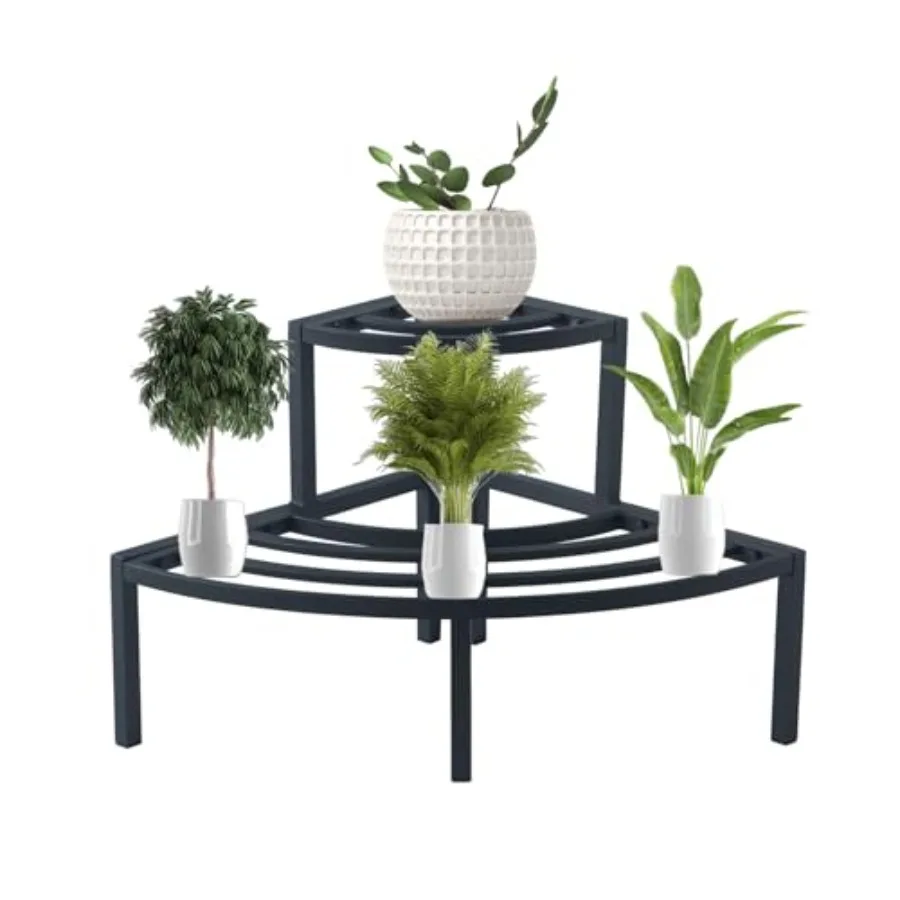 

Алюминиевая 2-ярусная подставка для растений: легкая, прочная, нержавеющая угловая полка-лестница, идеально подходит для комнатных и уличных растений D