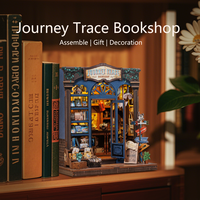 CUTEBEE Book Nook Kit DIY Wooden Doll House with Touch Light Journey Trace Bookshop Miniature Model Room Decor for Amazing Gift