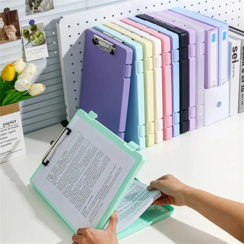 Tablero de escritura multifuncional A4, carpeta con clip, organizador de documentos para papeles de prueba de escritorio, almacenamiento portátil, suministros escolares y de oficina