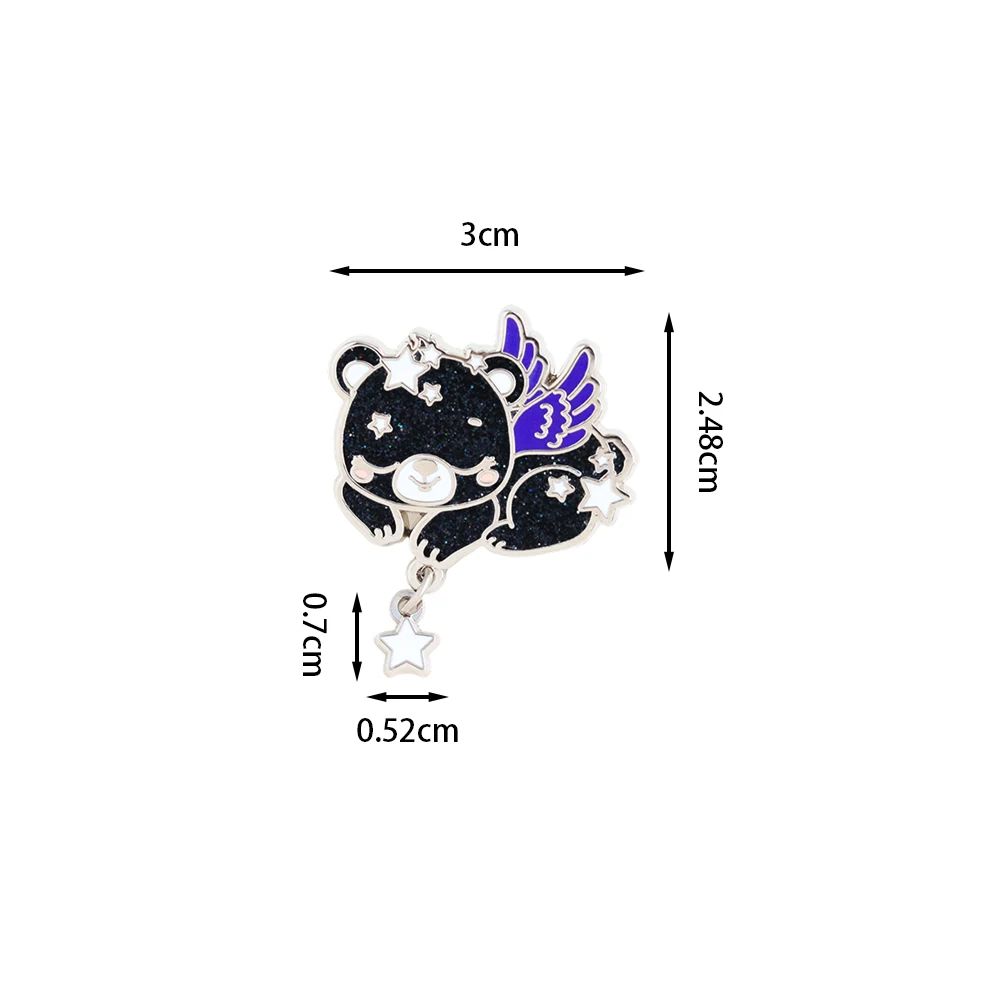 Adorable Star Angel Bear Enamel Brooch Blue-Winged Sleeping Bear Alloy Pin Badge Backpack Hat Accessory Fun Animal Gift