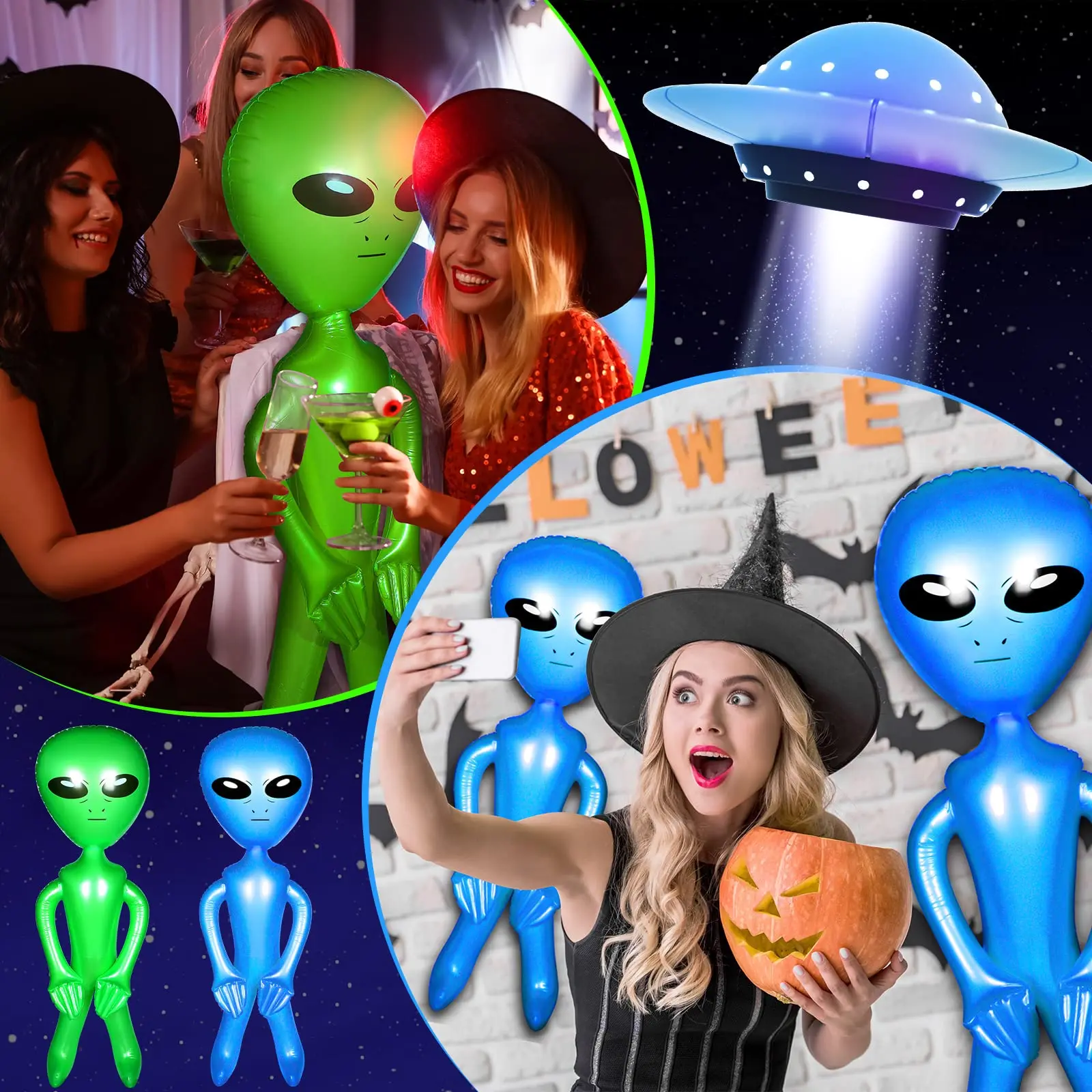 2Pcs Inflatable Alien Inflatable Toys For Halloween Thanksgiving Decoration Entertainment And Christmas Party Gifts