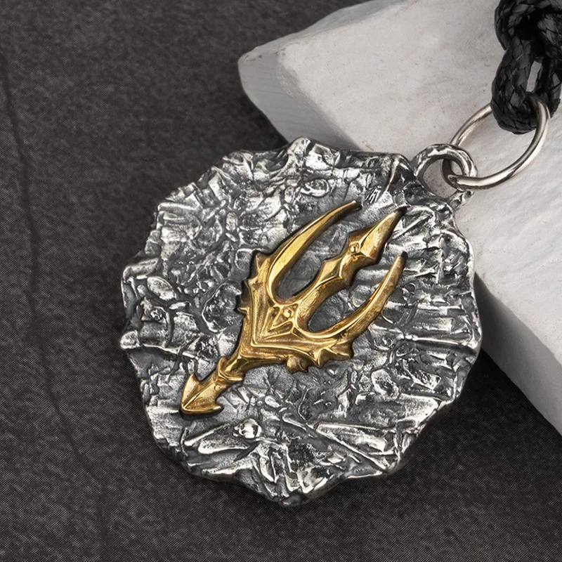 

925 Sterling Silver Trident Pendant Necklace Poseidon's Trident Vintage Mythology Statement Jewelry for Men & Women