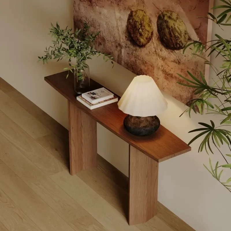 for Nordic Solid Wood Entrance Table Modern Simple Entry Against Wall Long Desk Corridor Aisle Decorative View Platform