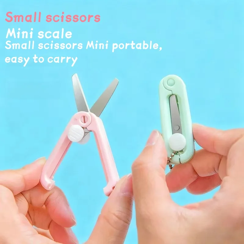 Portable Folding Small Scissors Mini Scissors Pendant Paper Cutting Office Tools Extendable And Foldable Travel Pocket Scissors