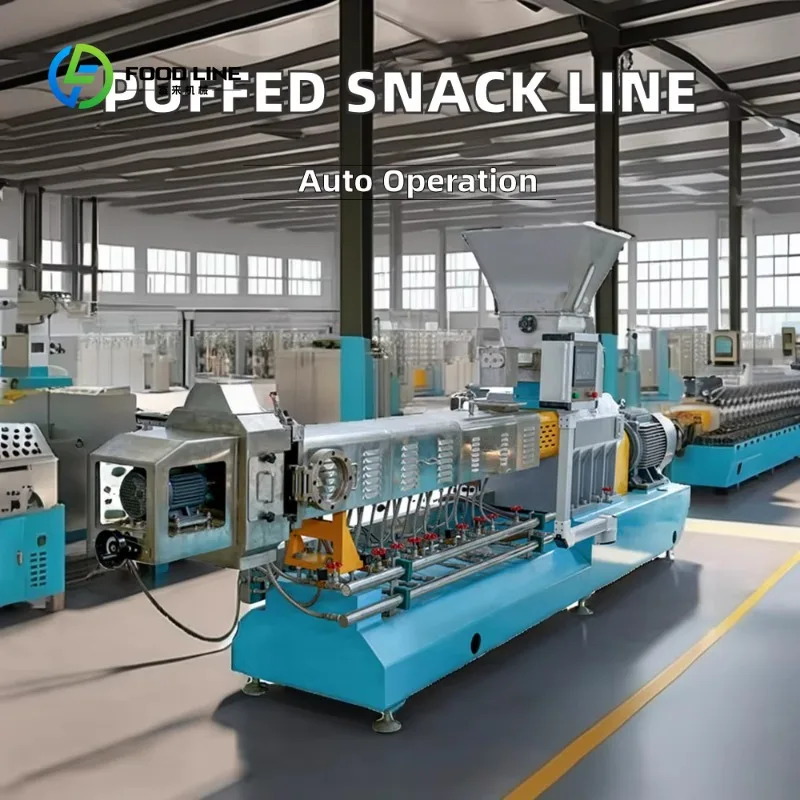 Customized 250kg/h Puff Corn Snack Making Extruder Production Line Auto Puffing Machine Cheese Ball Snacks Food Produce Plant