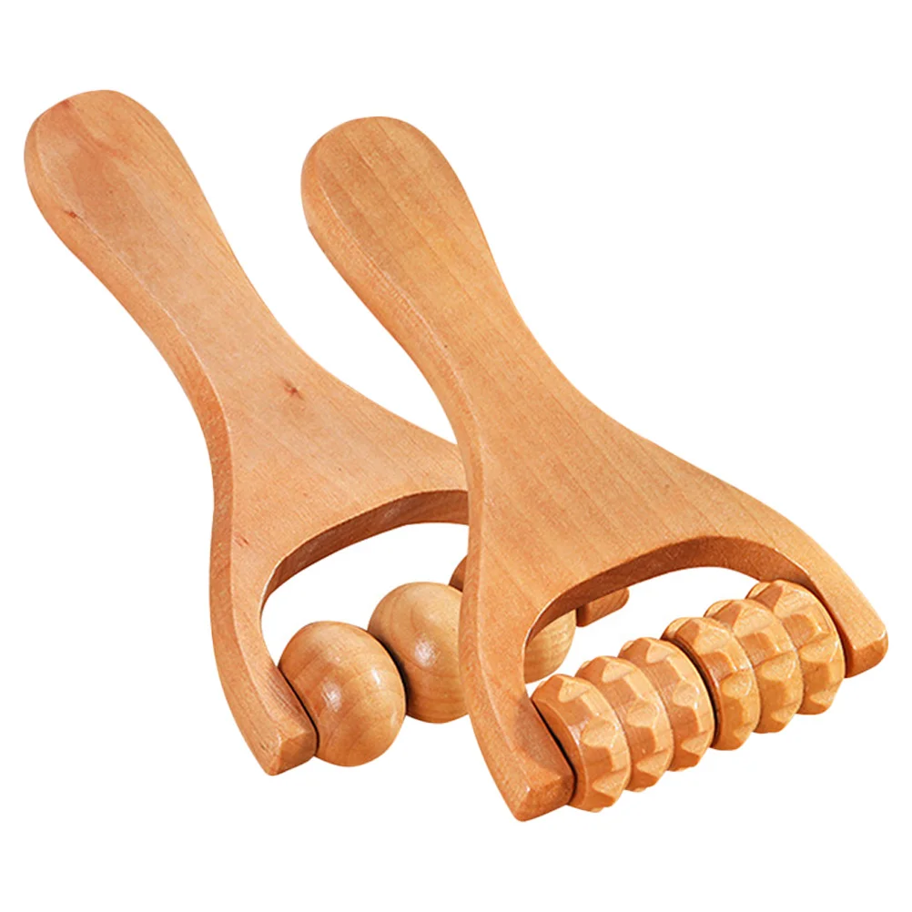 

2 Pcs Foot Massage Tools Roller Handheld Massagers Wood Therapy Leg Shoulder Neck Muscle Wooden