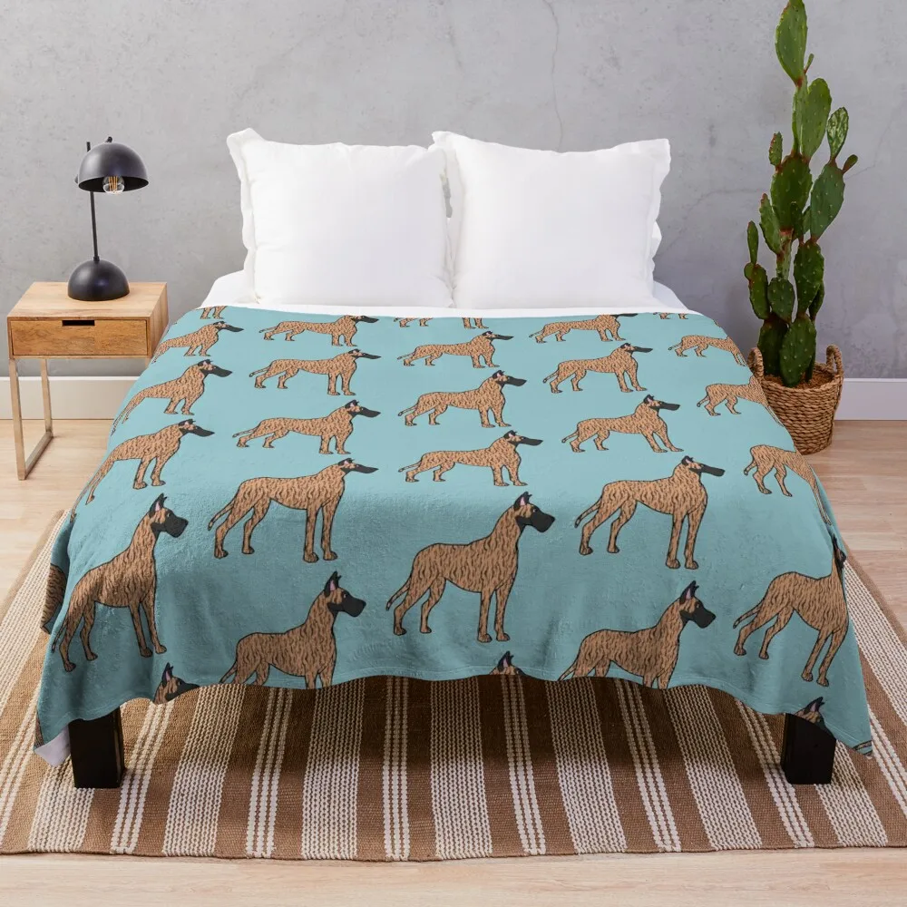 Great Dane (Brindle) Throw Blanket Bed covers Furry Sleeping Bag Blankets