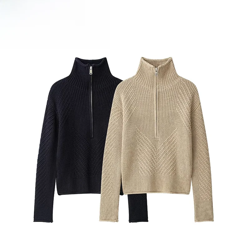 Fashionable Textured Knitwear ZR Autumn New Arrival Women's Versatile Design Polyester Fiber Casual Style Skin-friendly Breat...