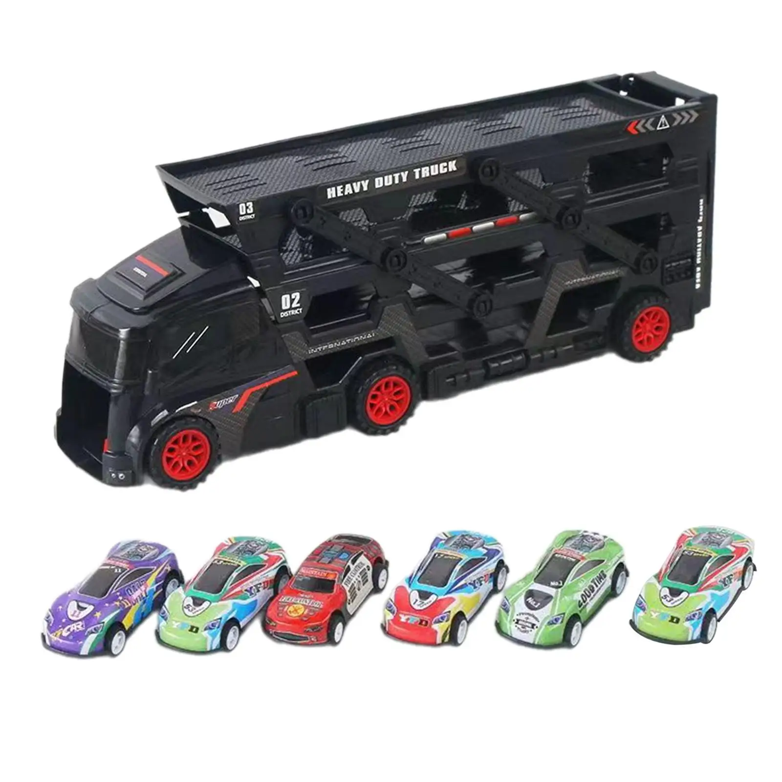 

Truck Carrier Folding Track Truck Toy Transforming Boys Slide Trailer Toy for Birthday Baby Activities Boys Girls Indoor