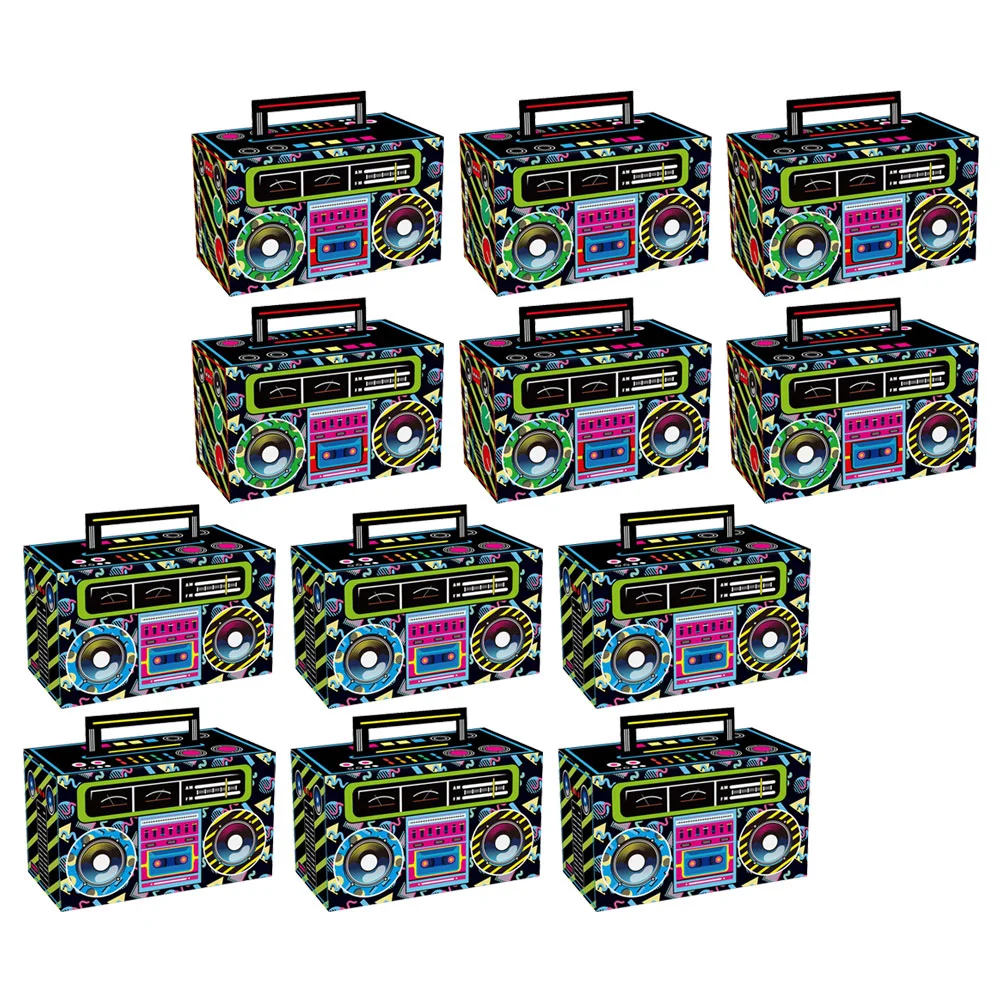 12 Pcs 80s Party Decorations Cookie Boxes Theme Retro Cassette Tape Bucket Centerpiece Candy Gift Bags