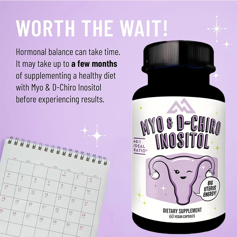 

Milk pure inositol supplement Myo inositol and D-Chiro inositol 60 capsules 40:1 ratio - female ovarian and fertility support