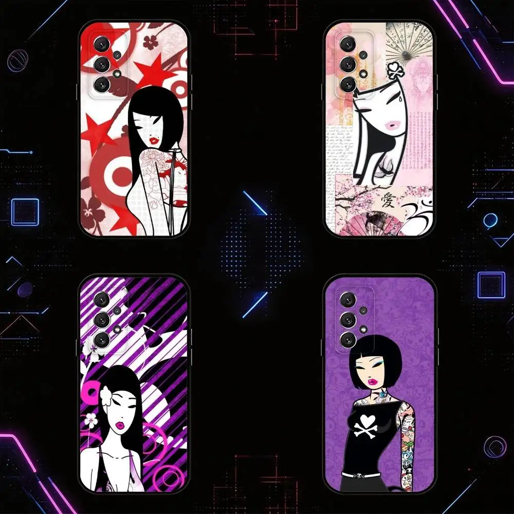 

R-Retro Cute Vibe T-Tokidoki Art phone Case For Samsung S25,24,21,22,23,30,Ultra,20,Plus,Fe,Lite,Note Soft Black Cover