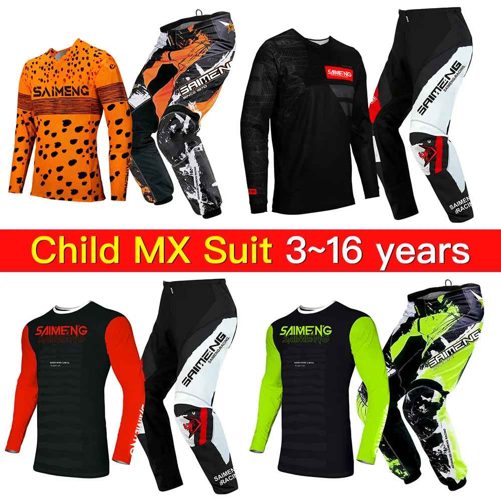 enduro suit kid boy girl Youth Motocross Jersey Pant Kits baby name number customize 3 4 5 6 7 8 9 10 year Off-road MX MTB