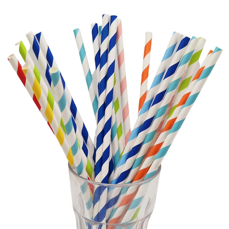 Multi colors Paper Drinking Straws Birthday Wedding Party Event Hawaiian Holidays Luau Sticks KTV Drinking Straws