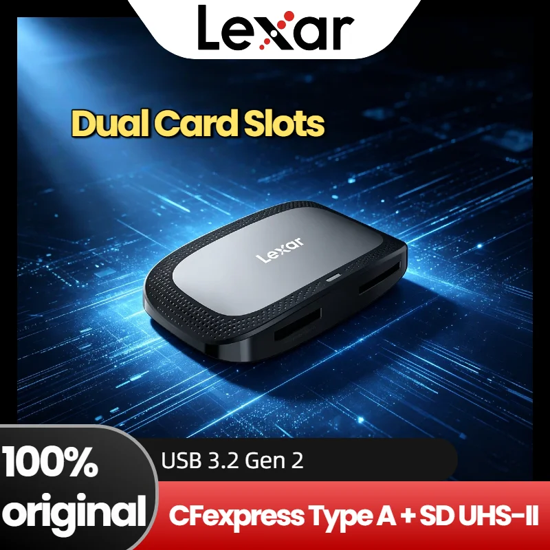Lexar Professional CFexpress Type A SD Card Reader USB 3.2 Gen 2 10Gbps Dual Slot 900MB/s 312MB/s 2 in 1 for 8K Video