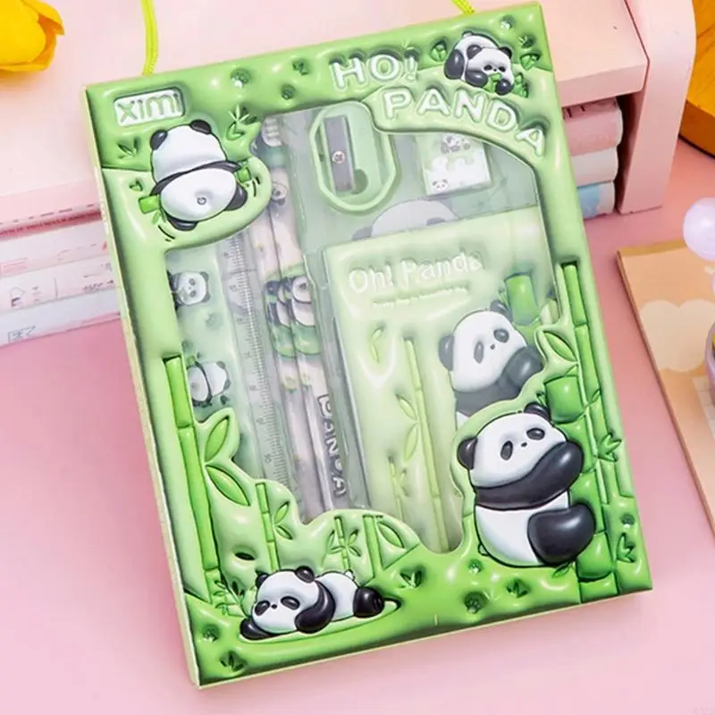 6 in 1 เด็กเรียนรู้กล่องของขวัญชุดเครื่องเขียนชุดการ์ตูนดินสอ