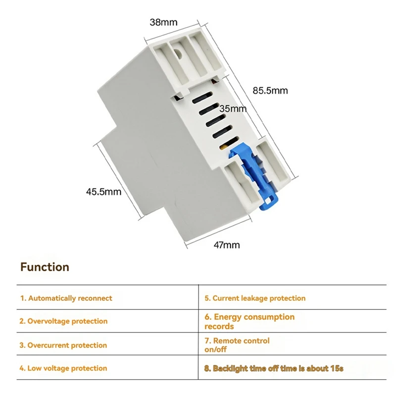 2P 63A TUYA Wifi Smart Protector Relay Device Switch Breaker Earth Leakage Over Under Voltage Energy Power Kwh Meter