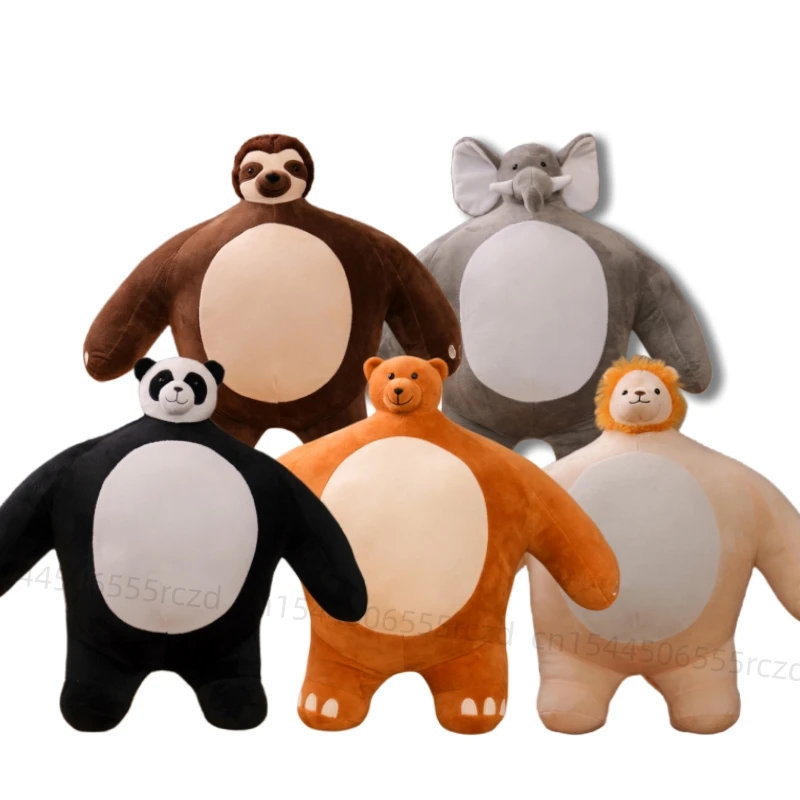 High quality 24/47cm small head Brown bear stuffed animal plush toy Lion Tiger Sloth fox elephant Panda Unicorn Birthday Gift