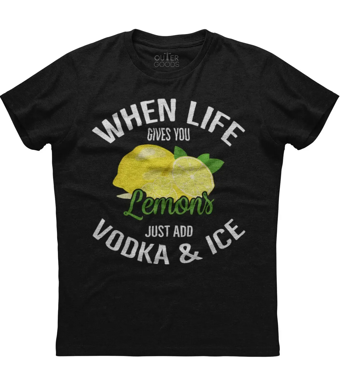 When Life Gives You Lemons Just Add Vodka & Ice Unisex Black Cotton T-Shirt