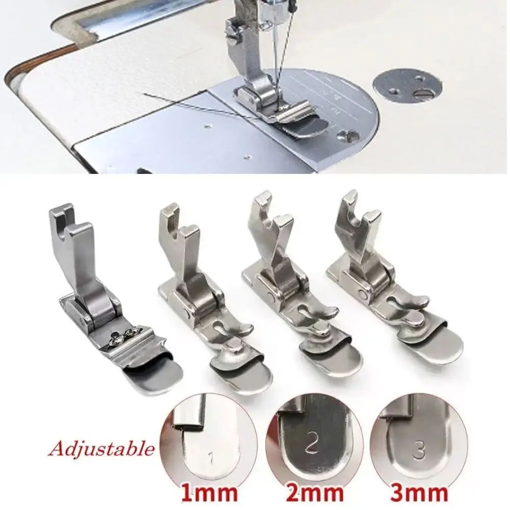 

Steel Sewing Edge Folding Presser Foot Adjustable Hem Pull Tube Curved Skirt Hemming Presser Foot Downward Curling