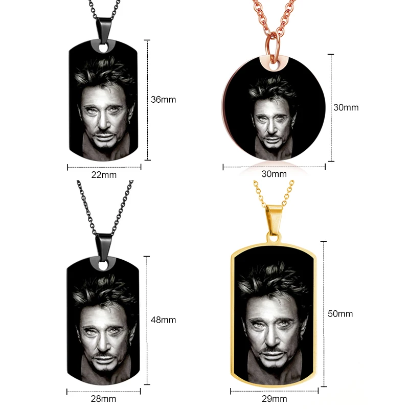 Johnny Hallyday Pendant Necklace Custom Photo Name Stainless Steel Chian Personalized Necklaces For Women Men Hip Hop Jewelry