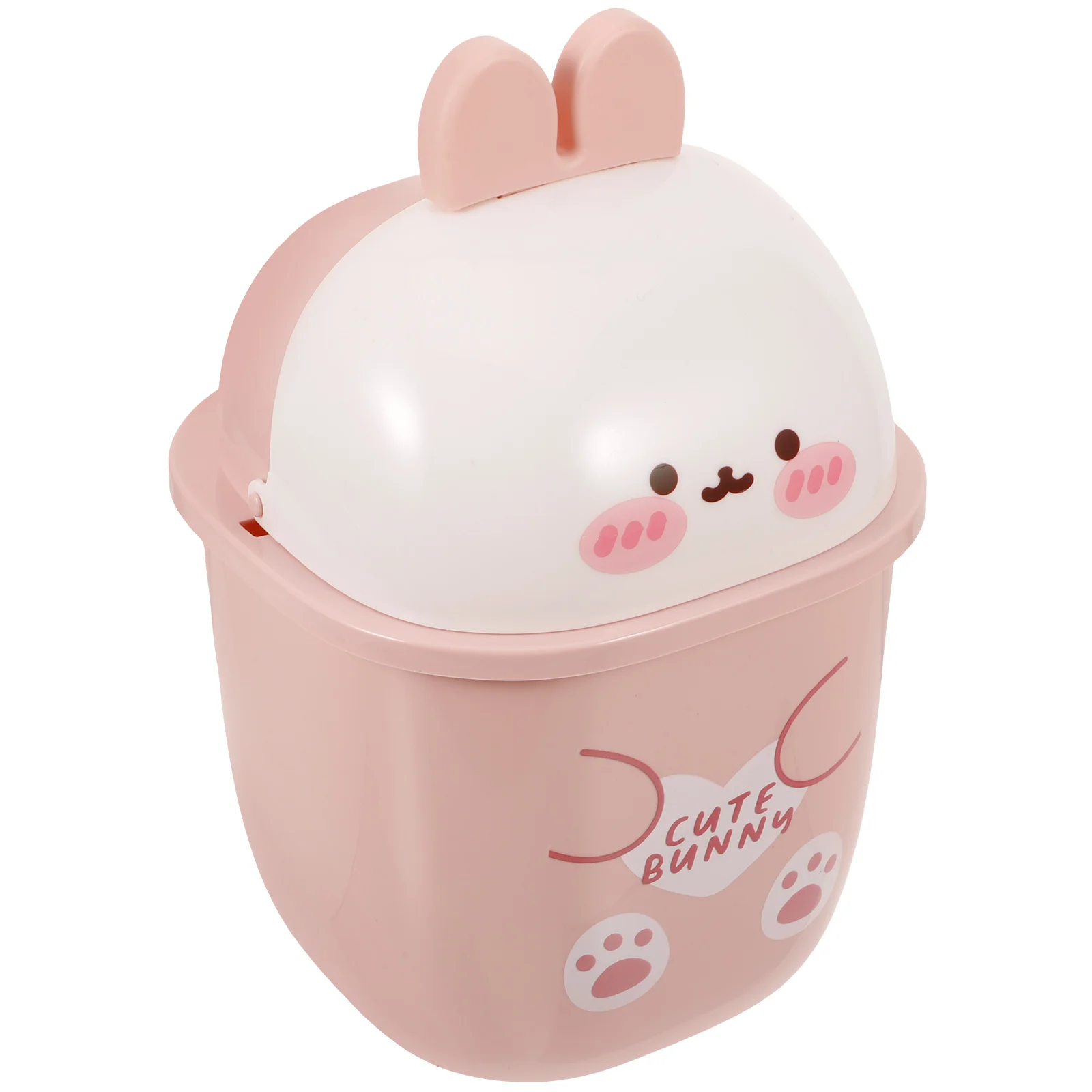 1 Mini Desktop Trash Can Cartoon Rabbit Plastic Trash bin Toilet Paper Bin Tabletop Garbage Bin With Lid Countertop Waste Bucket