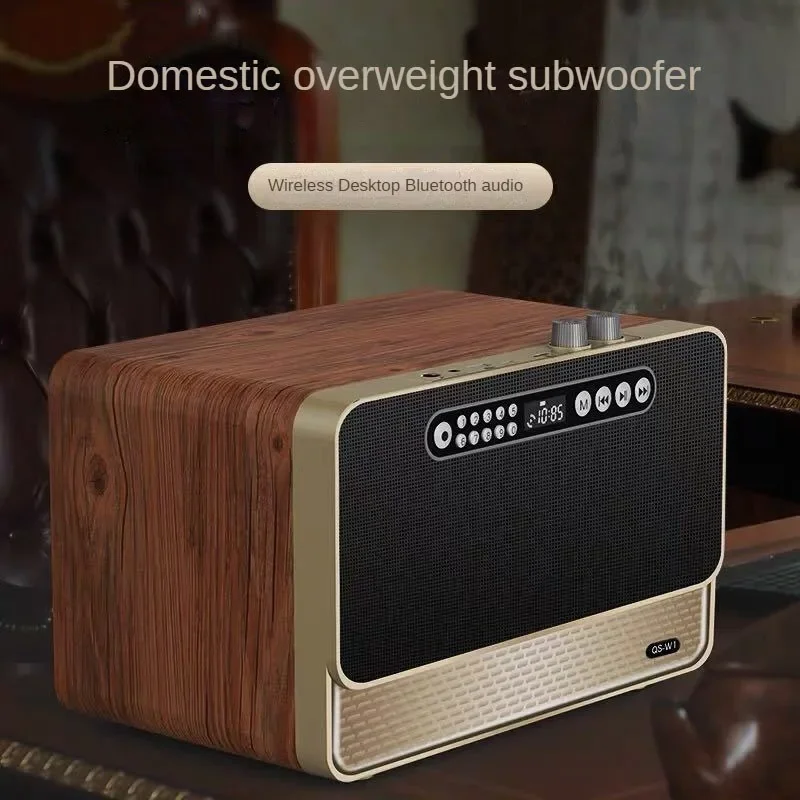 Retro Style Wooden Radio Like Bluetooth Speaker HiFi Deep Bass Dual Speaker U Disk Play