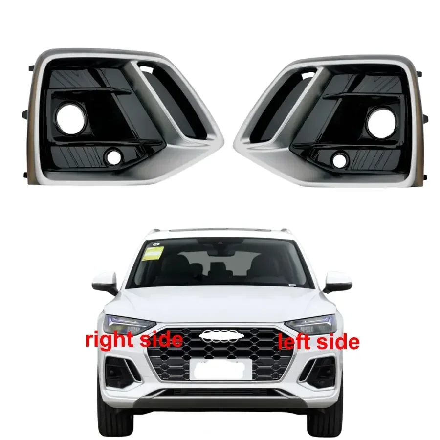 For Audi Q5 Q5L 2021 2022 Sports Version Replacement Fog Lamp Frame Front Lower Bumper Car Vent Grille Fogs Light Cover Silver