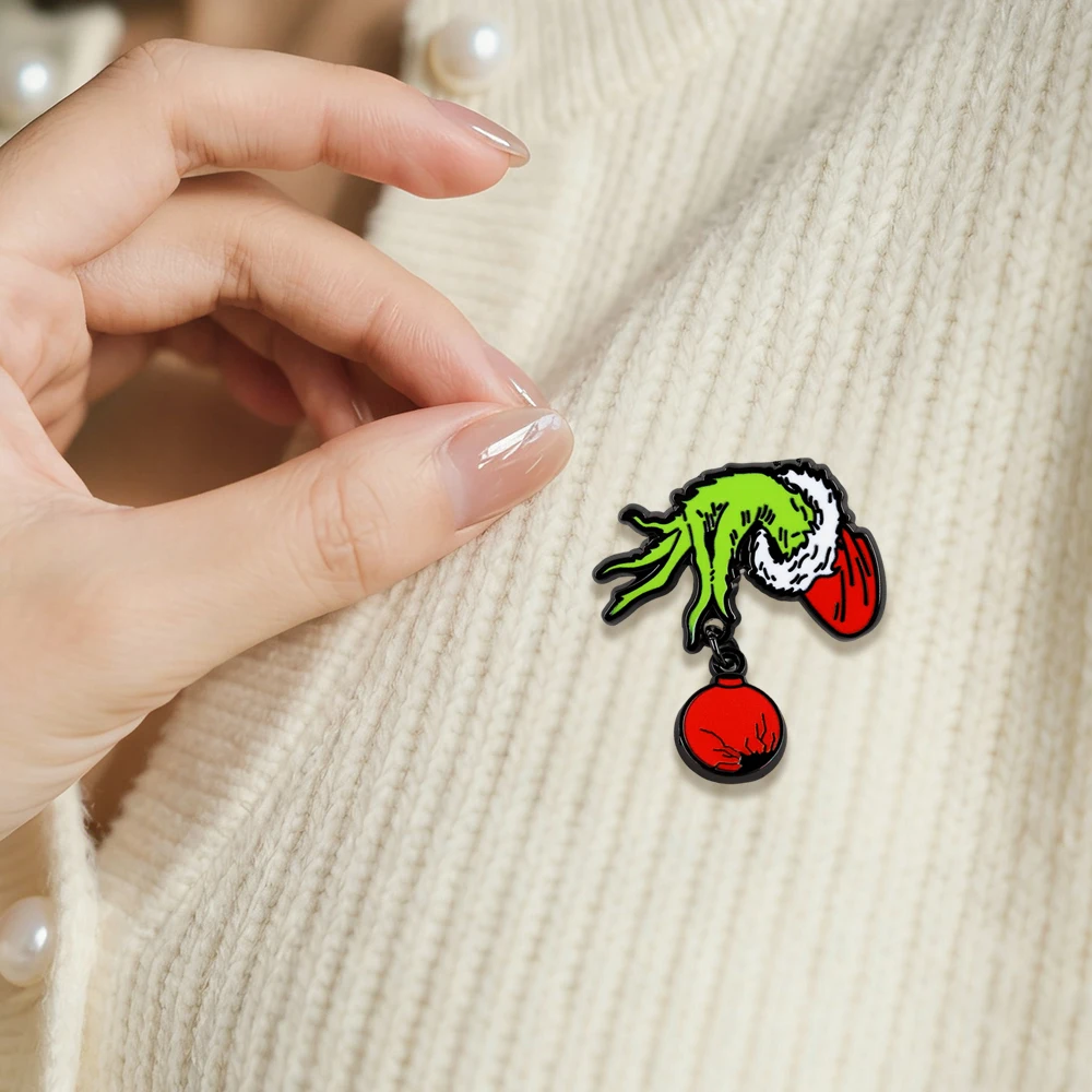 Weihnachtsfilm-Emaille-Pins Lustige Grüne Flauschige Monster-Broschen Dekorative Abzeichen Anstecknadeln Rucksack-Accessoires Fan-Geschenke – Detail 11