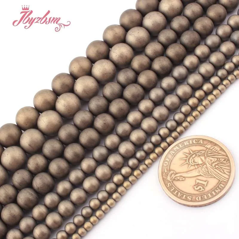 2/3/6/8/10mm Natural Frost Hematite Stone Beads Light Gold Round DIY Loose Beads 15 Inches For Necklace Bracelet Jewelry Making