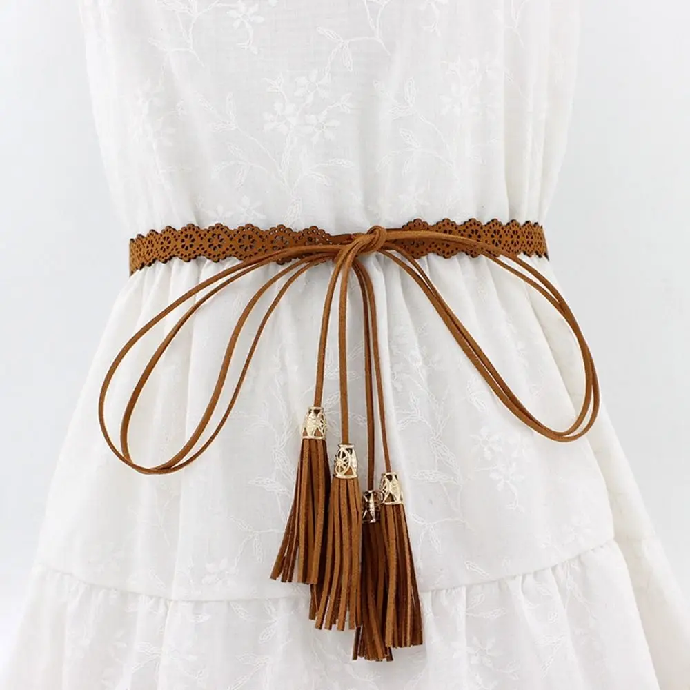 Vintage Full Matching Hollow Bohemian Thin Belt Fashion Weaving Tassel Belt Ladies Personalized Hundred With Waist Rope