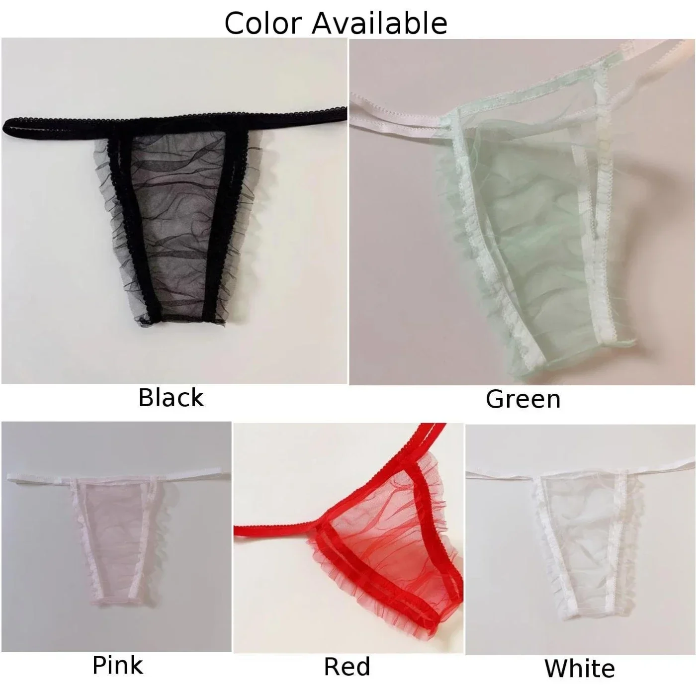 Sheer Thong Tanga Underwear in Ultra Thin Mesh Fabric for Sissy Pantie Womens Mens Black/Red/Pink/White/Green Item Fabric Mesh