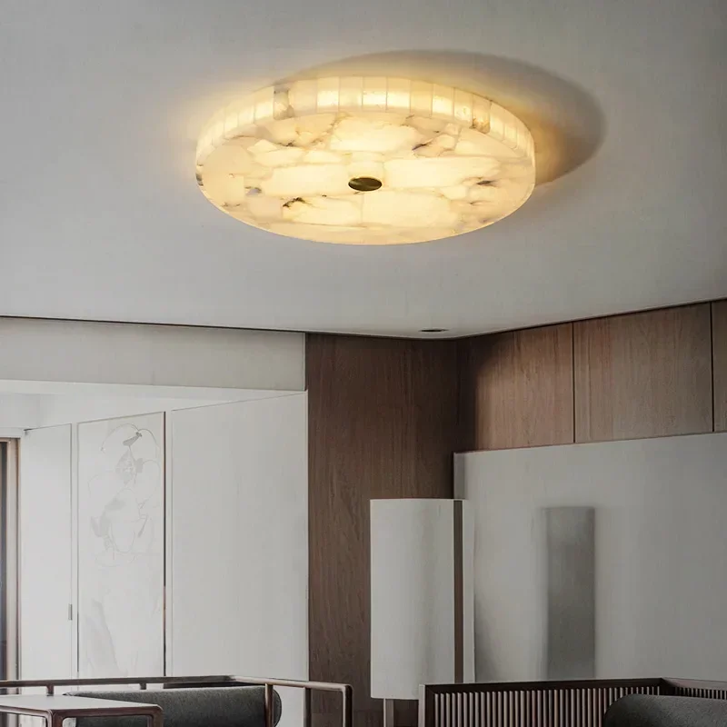 

Nordic Minimalist Round LED Spanish Natural Marble Ceiling Light Living Room Dining Room Corridor Indoor Home Decoration Fixture