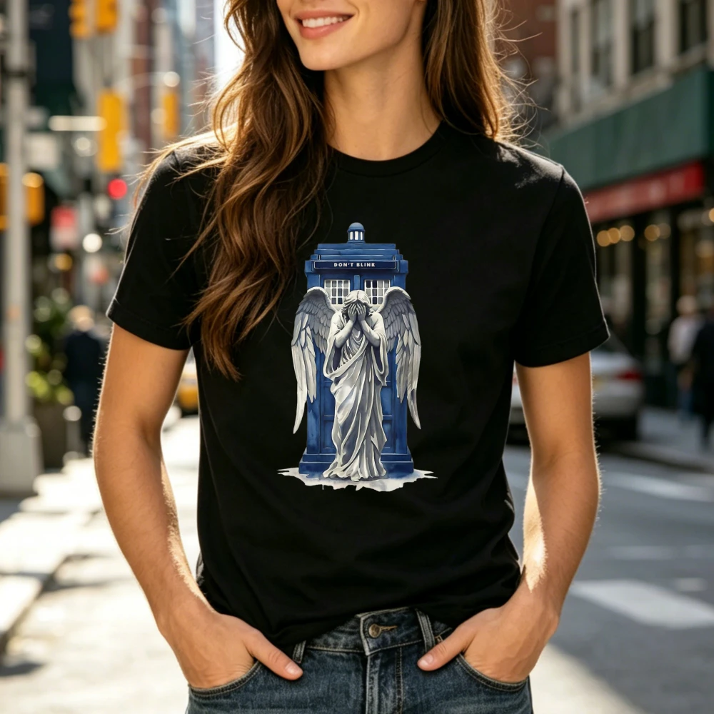 Weeping Angel And Police Box Graphic T Shirt Funny Casual Unisex Daily Top Christmas Gift For Fans