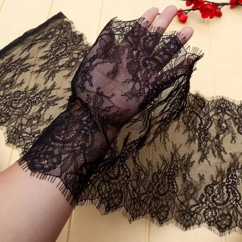 Black Lace Trim Eyelash Lace Chantilly Lace Trimming Apparel Fabric Lace accessories DIY Lingerie lace for Craft Needlework