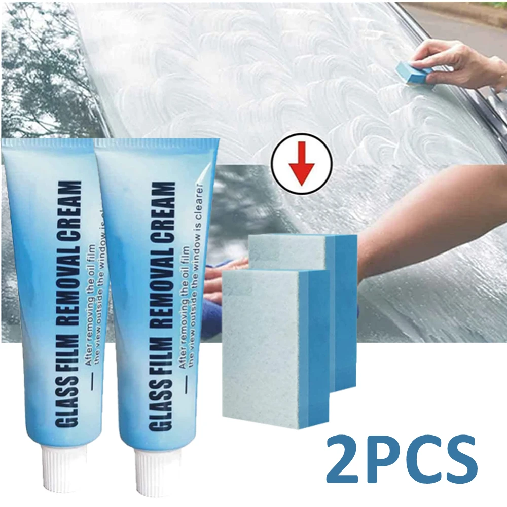 2PCS Car Glass Oil Film Removal Wipes Car Windscreen Cleaner Removes Windshield Drops Car Glass Cleaning Oil Film Cleaner
