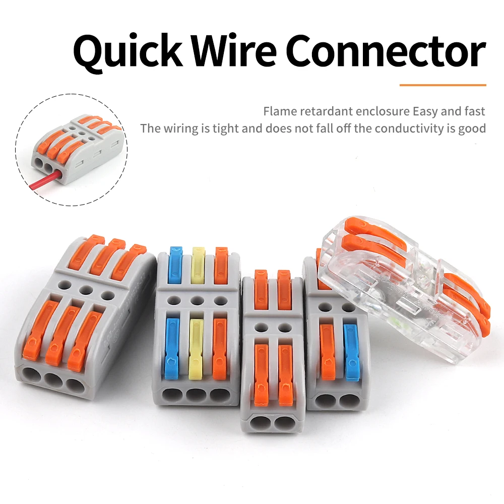 

10PCS Push-in Type Butt Wire Connectors Quick Terminal Block Universal Compact Conductor Wiring Connector With Lever 2/3 Pin