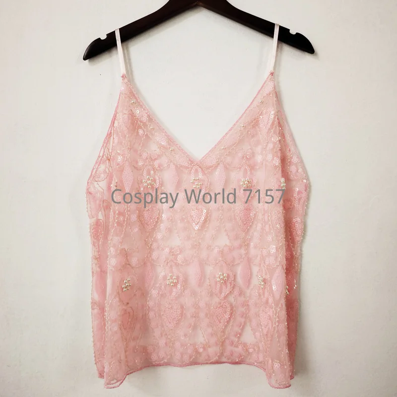 Women Summer V Neck Sequin Beaded Cami Top, Elegant Sheer Mesh Sleeveless Camisole, Slim Fit Short Glitter Tank Top Layering image 5
