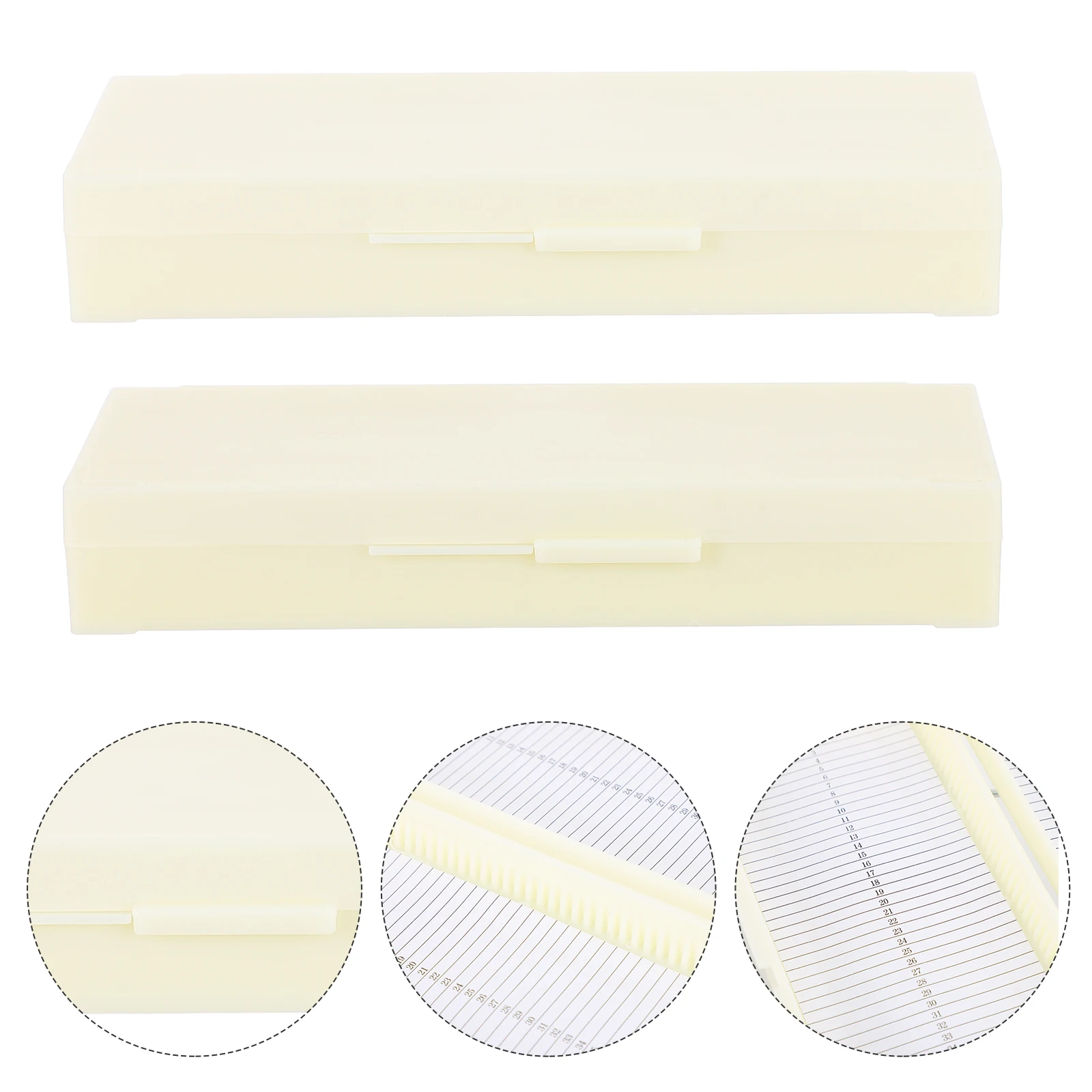 

2pcs Microscope Abs Plastic Storage Container Multi Slots Glass Slides Lab Holder For Medical Teaching Tools