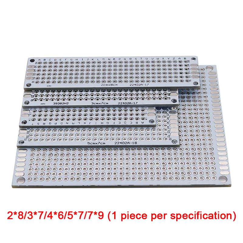 5 sztuk/partia 2*8/3*7/4*6/5*7/7*9CM dwustronny prototyp DIY uniwersalny obwód drukowany płyta PCB zestaw protoboardowy