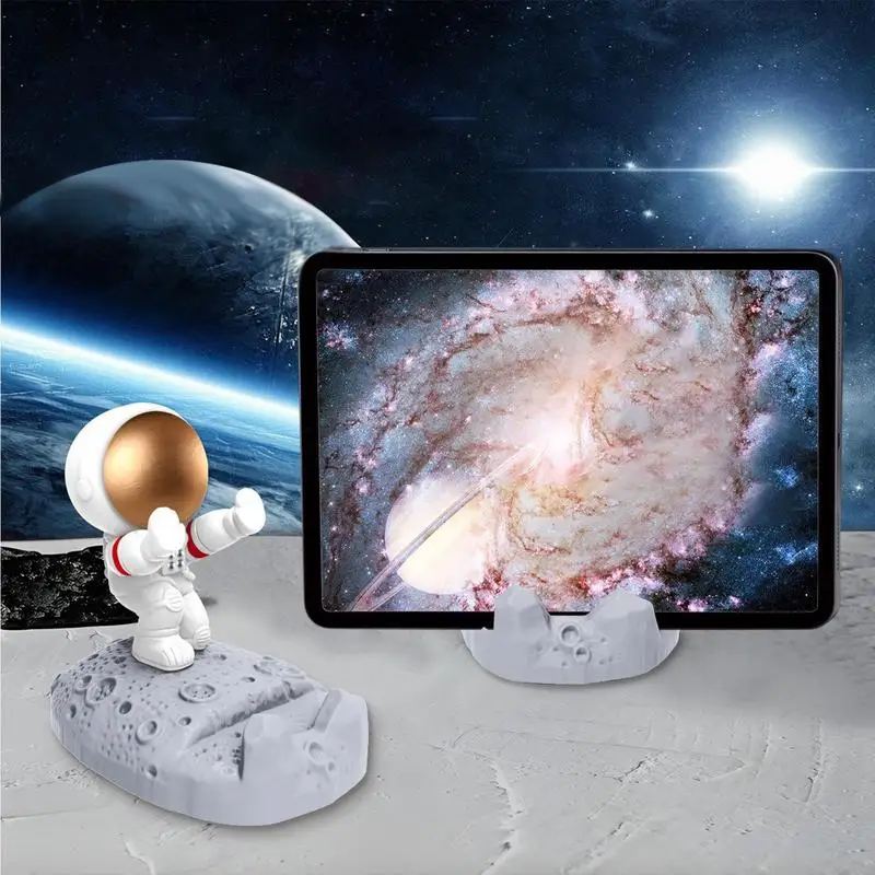 رائد الفضاء حامل الهاتف المحمول حامل رجل الفضاء النحت مكتب الديكور الهاتف الذكي قوس الحلي المنزلية (الذهب/الفضة عشوائي) #5