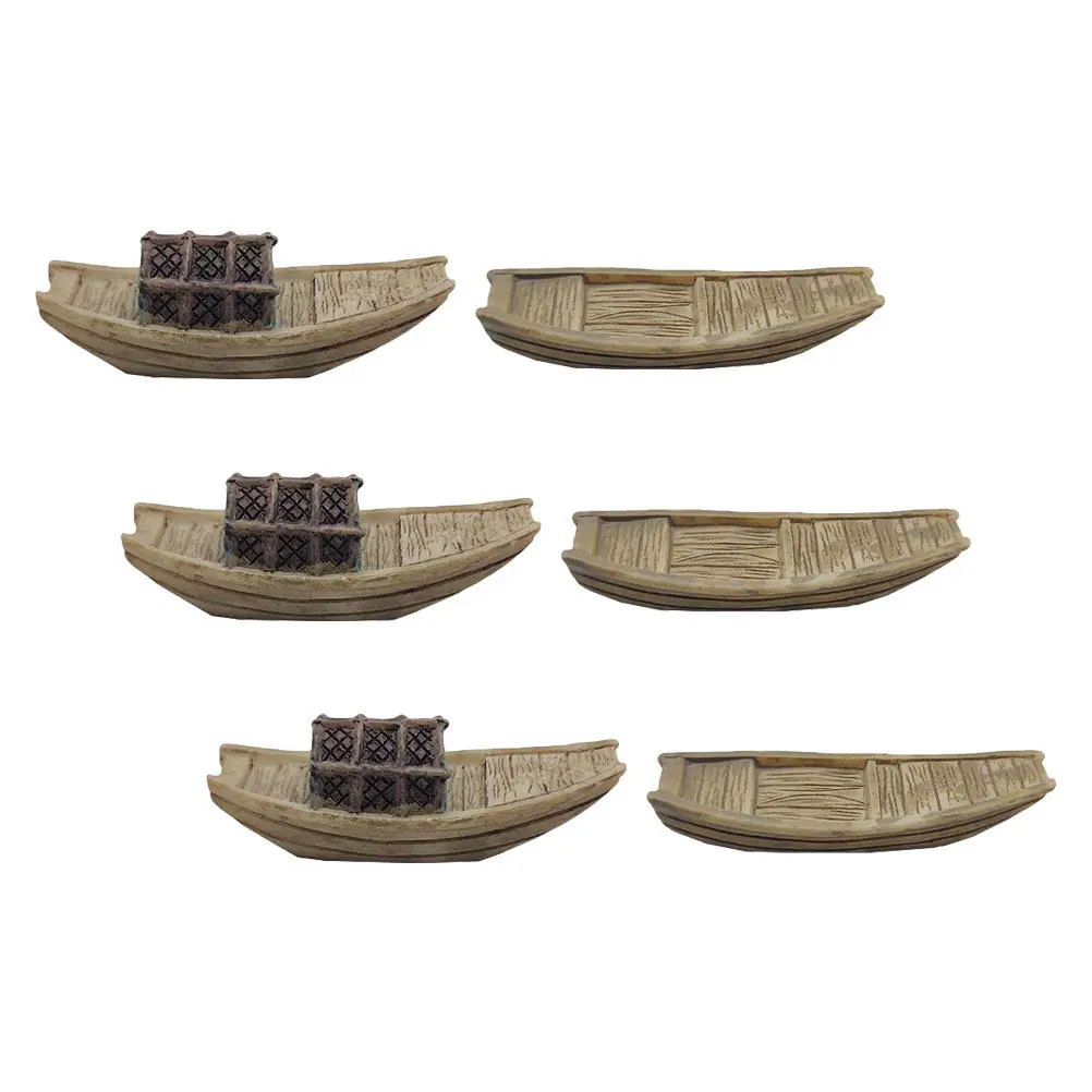 

6Pcs Fishing Boat Miniature Landscape Set Realistic Boat Micro Garden Bonsai Decoration Fairy Garden Fish Tank Ornament
