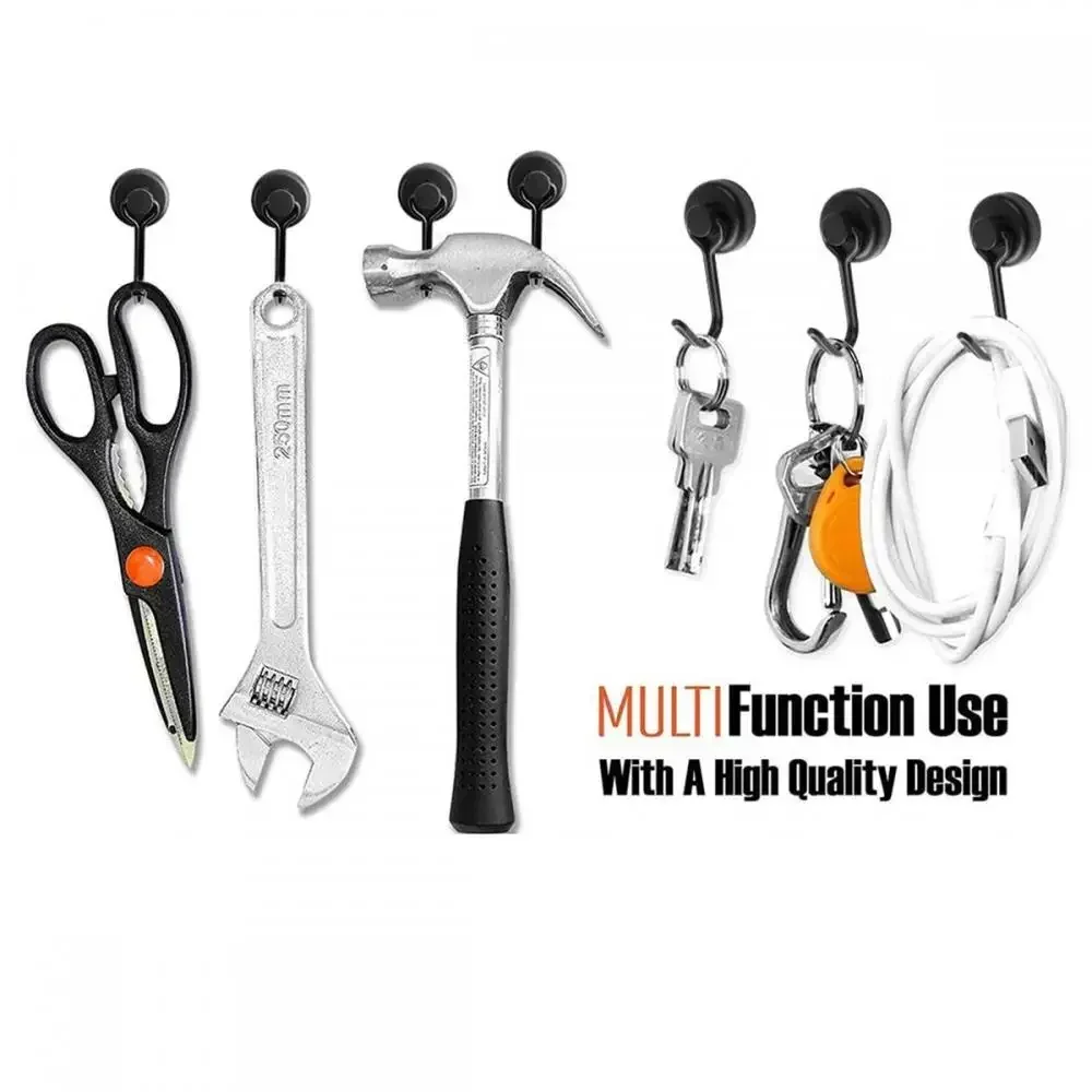 vvocci 1/2/4/8Pcs ook Kitchen Magnetic Strong Neodymium Heavy Duty Magnet Hook Black Silver Swivel HRefrigerator Hanging Tools
