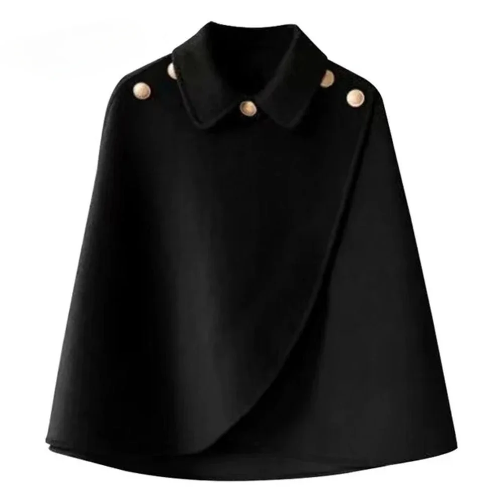 WTEMPO Women\'s Long Sleeve Solid Color Cloak Vintage Shawl Poncho Loose Shawl Cape Winter Fall Cape for Ladies